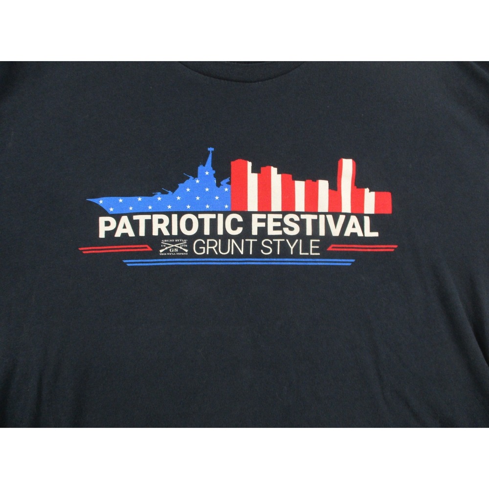 Grunt Style Patriotic Festival T-Shirt Mens XL Navy Blue Graphic Tee Cotton